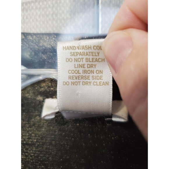 Cache Black with Gold Shimmer Semi-Sheer Roll-Tab Sleeve Button-Up Top Size LGE - Picture 6 of 6